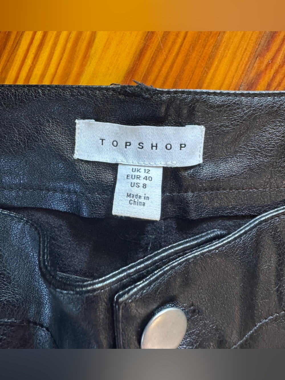 Topshop Black Faux Leather flare pants